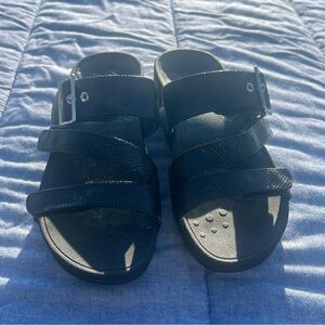 Vionic Pacific Rio Black Lizard Skin Pattern Sandals Size 5